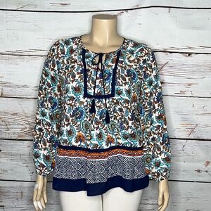 Daniel Rainn Blue and Orange Floral Blouse